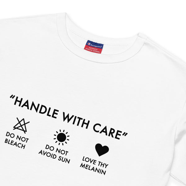 Handle with Care - Champion crop top (Pink, White, Grey)