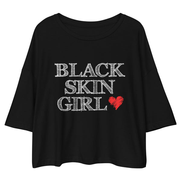 Black Skin Girl - Loose drop shoulder crop top
