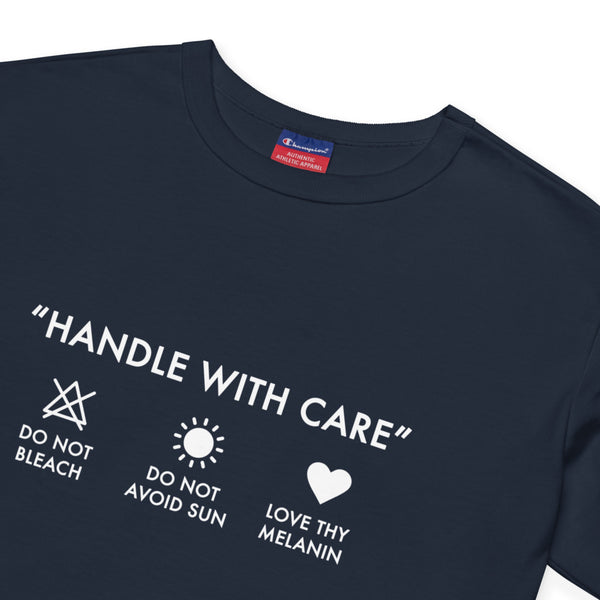 Handle with Care - Champion crop top (Navy)