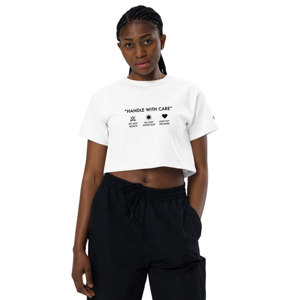 Handle with Care - Champion crop top (Pink, White, Grey)
