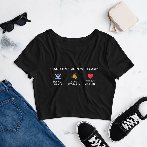 Handle Melanin with Care - Short Crop Tee (color emojis)